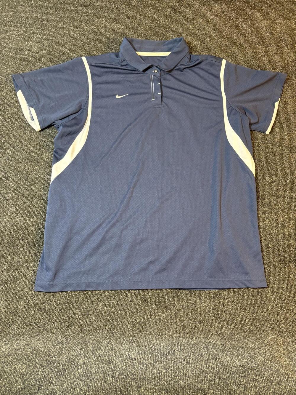 Nike Polo Shirt Mens 3XL Blue Dri-Fit Colorblock Golf Short Sleeve Top